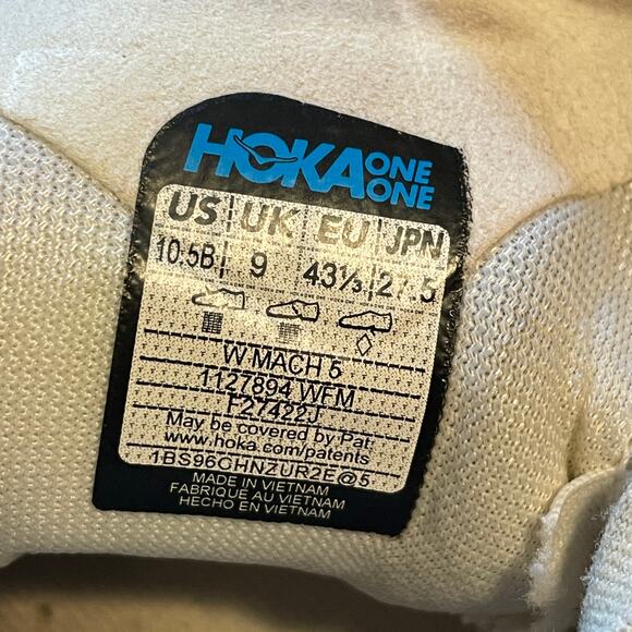 Hoka ONE Mach 5 White & Scuba Blue Womens Size 10.5B Running Sports Gym Workout - Picture 5 of 8